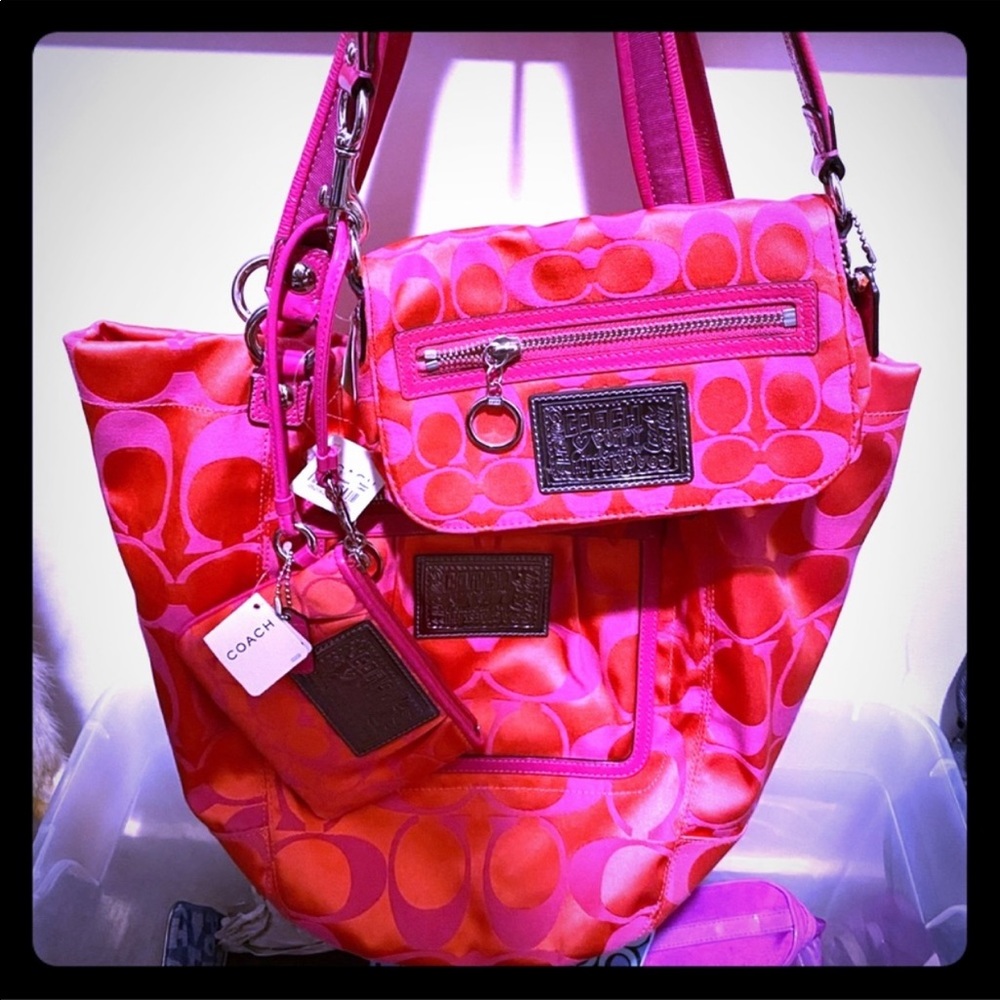 Coach 3pc NWT MELON PURSE WALLET BAG PINK - Picture 7 of 9